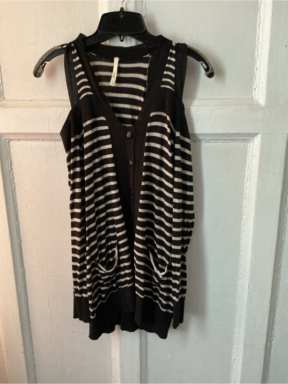 Ooragh Striped Cold-Shoulder Button-Front Cardigan